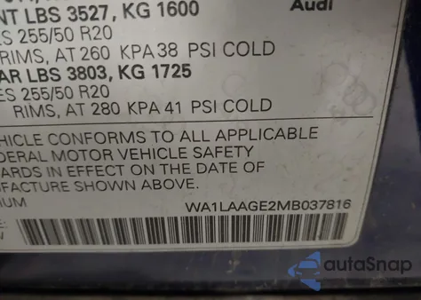 2021 Audi E-Tron Premium Plus Quattro z USA, uszkodzony, nr VIN WA1LAAGE2MB037816